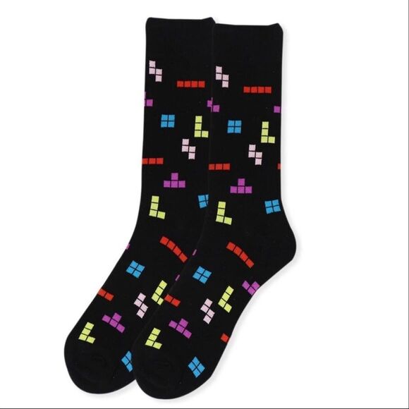 Parquet Tetris Nintendo Mens Novelty Fashion Socks - Picture 2 of 3